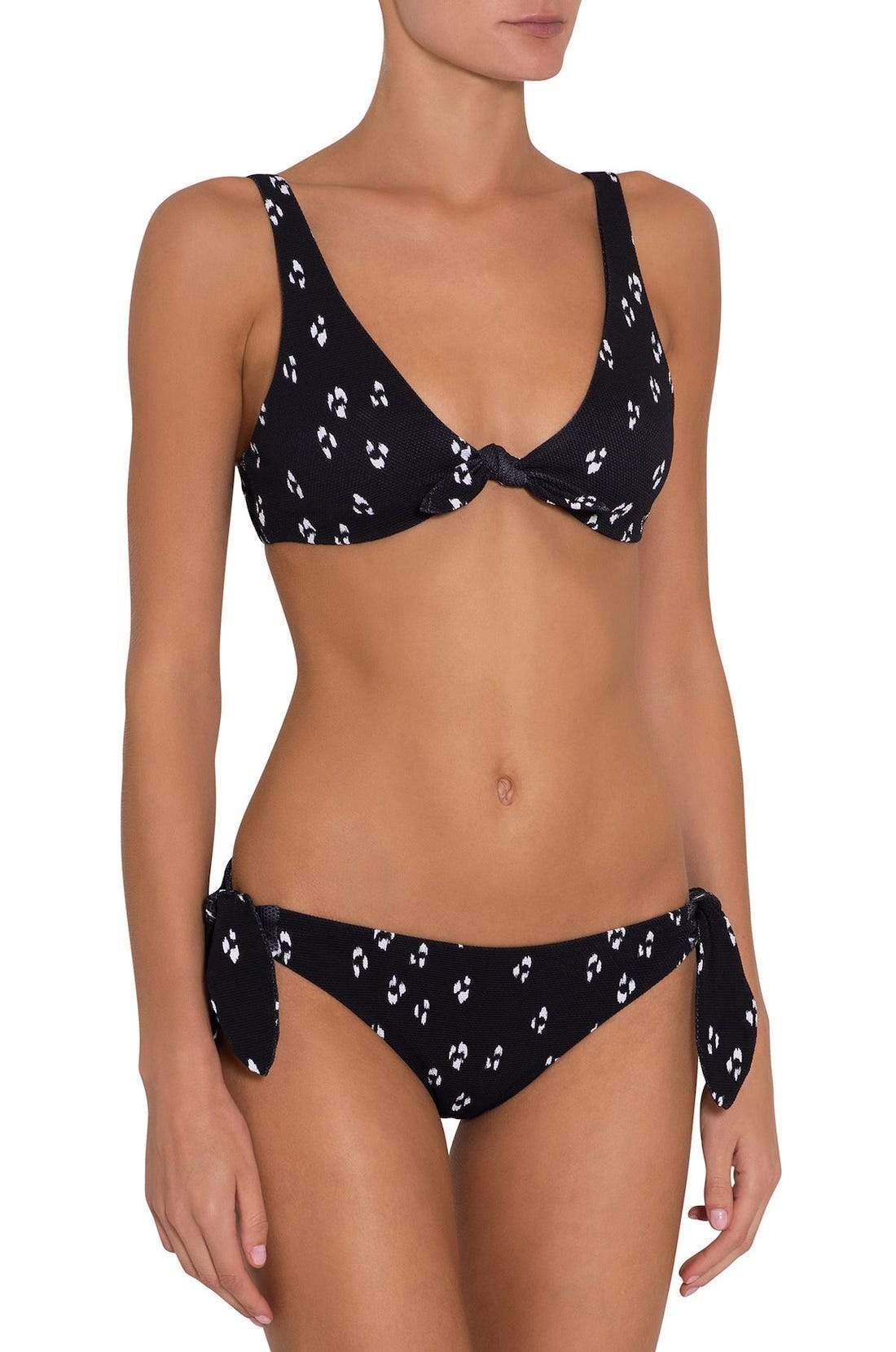 Cassidy Spotted Textured Bikini Top - Black/White