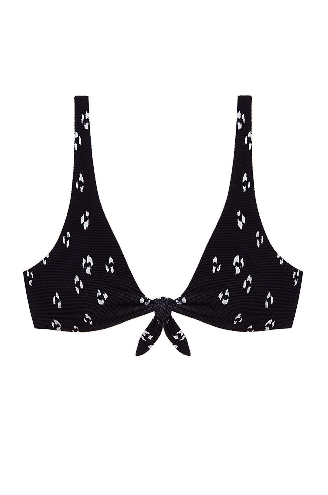 Cassidy Spotted Textured Bikini Top - Black/White