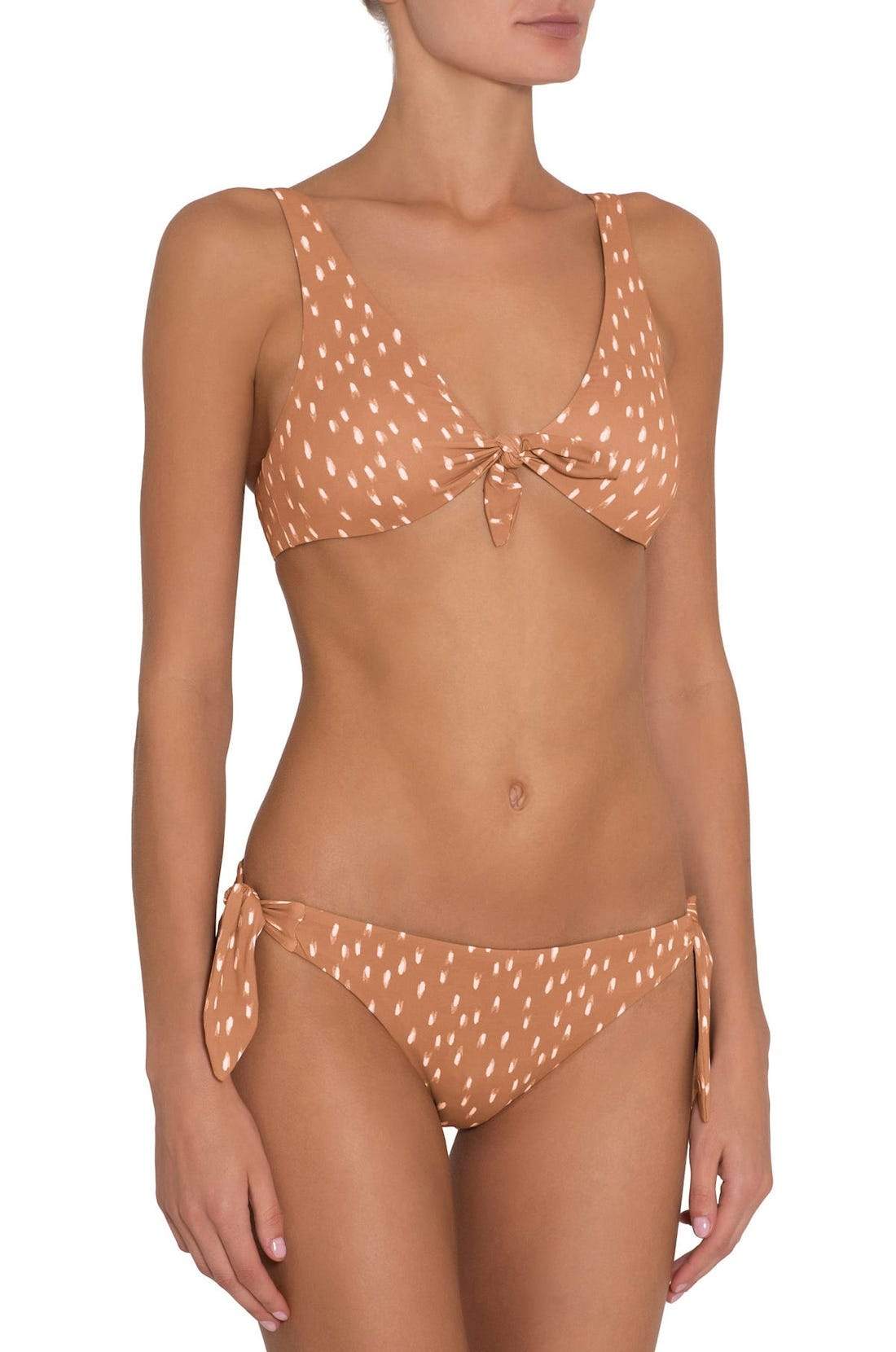 Cassidy Printed Smooth Bikini Top - Pecan/Ivory