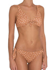 Cassidy Printed Smooth Bikini Top - Pecan/Ivory
