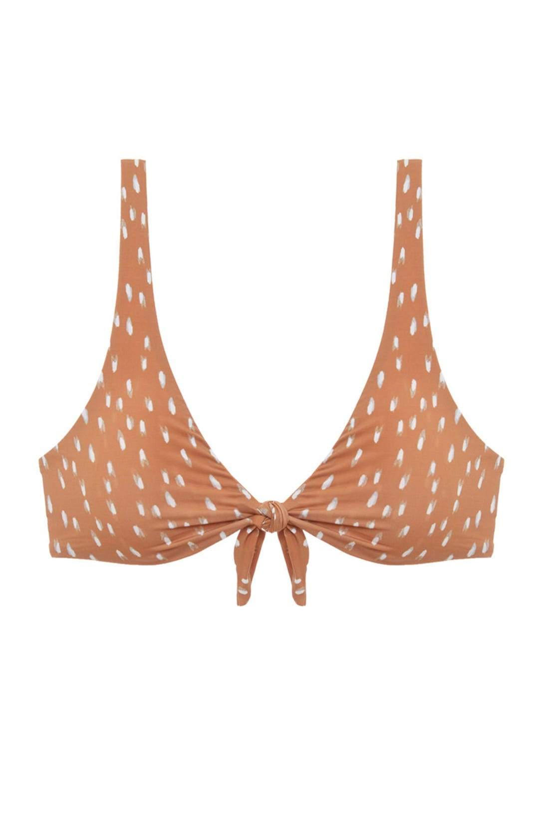 Cassidy Printed Smooth Bikini Top - Pecan/Ivory