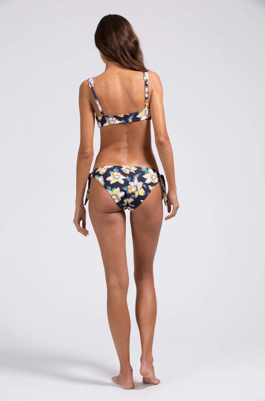 Cassidy Printed Ribbed Bikini Top - Peacoat