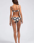 Cassidy Printed Ribbed Bikini Top - Peacoat