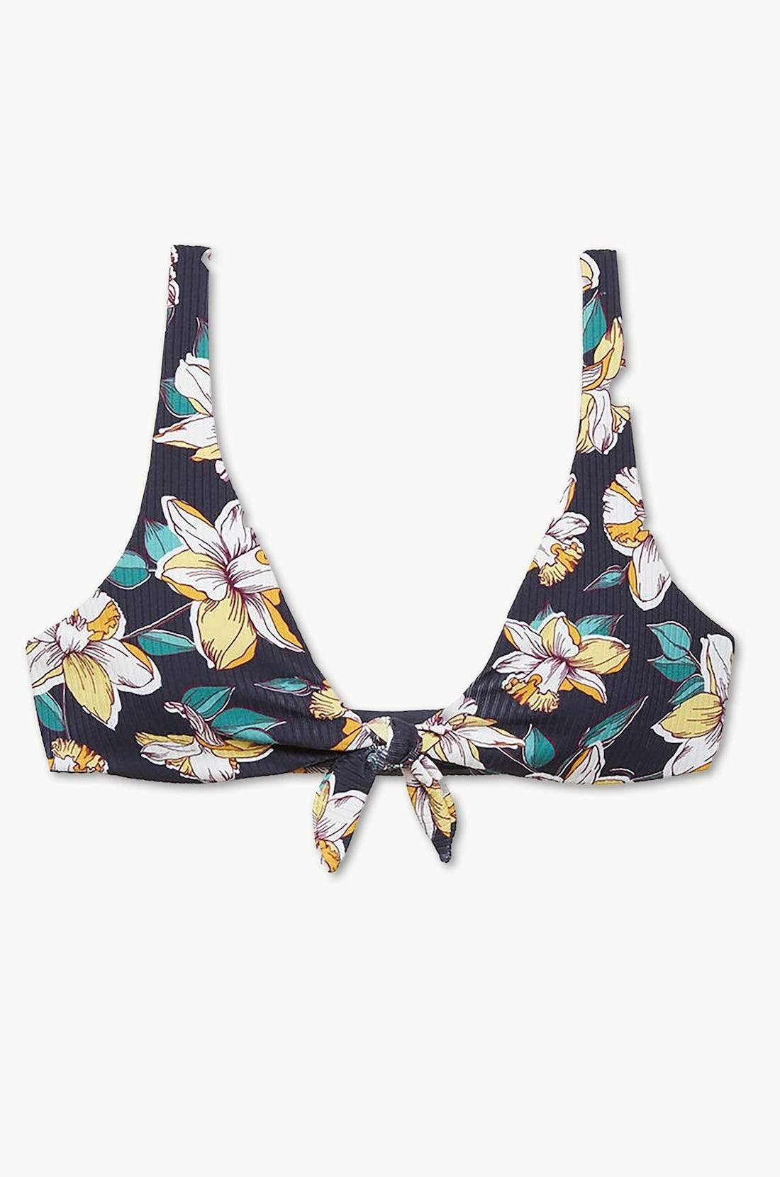 Cassidy Printed Ribbed Bikini Top - Peacoat