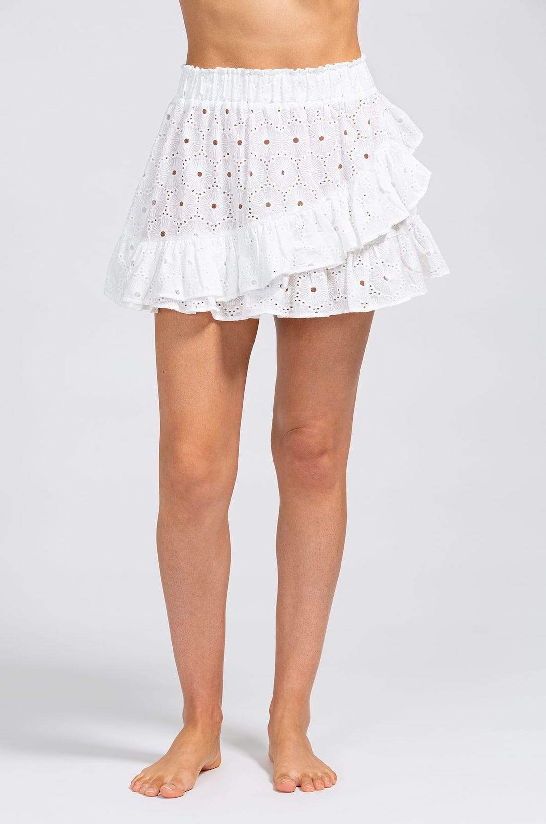 Claudine Cotton Beach Skirt - White