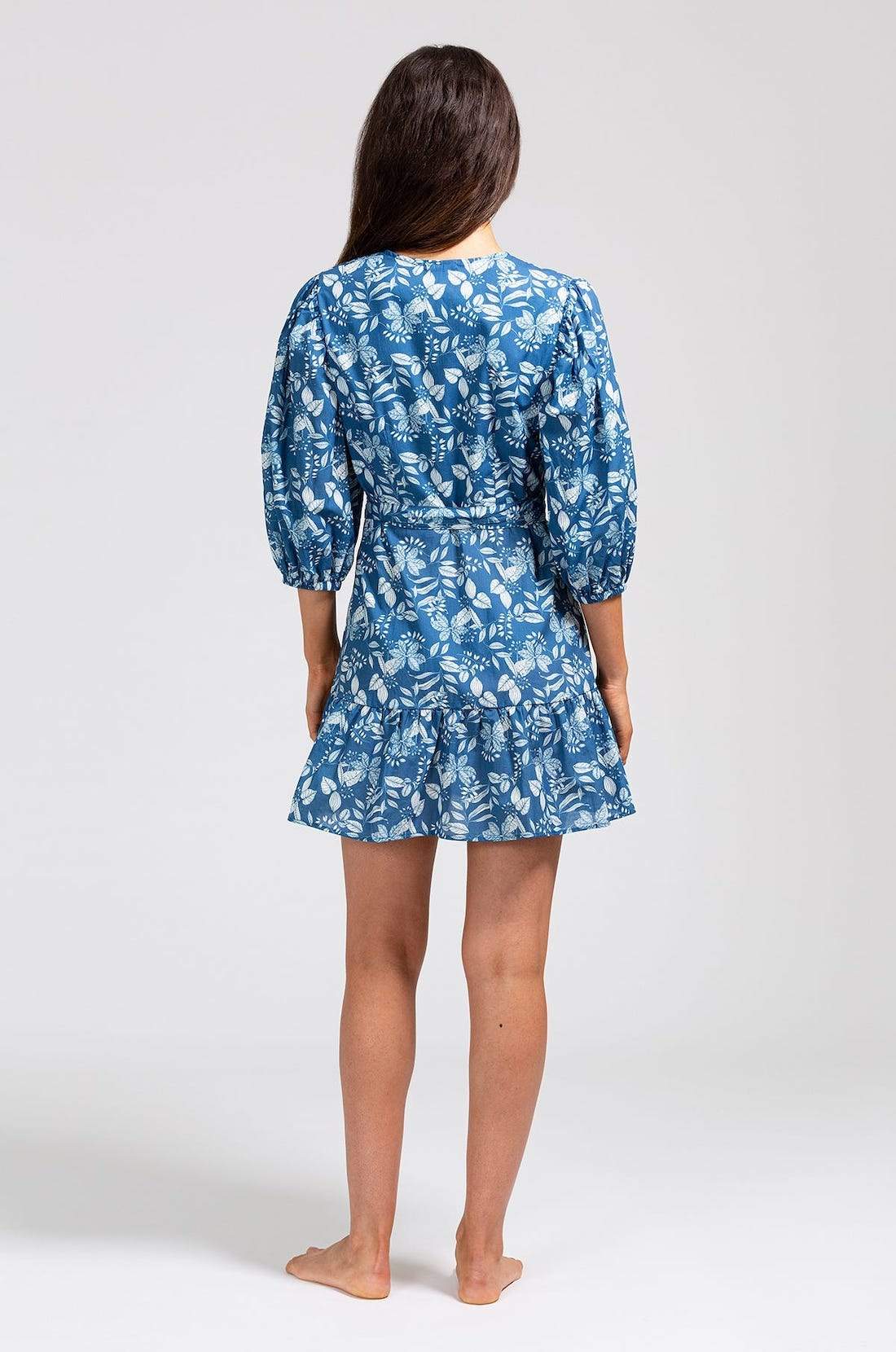 Cala Cotton Voile Cover-Up - Bright Indigo/Off White