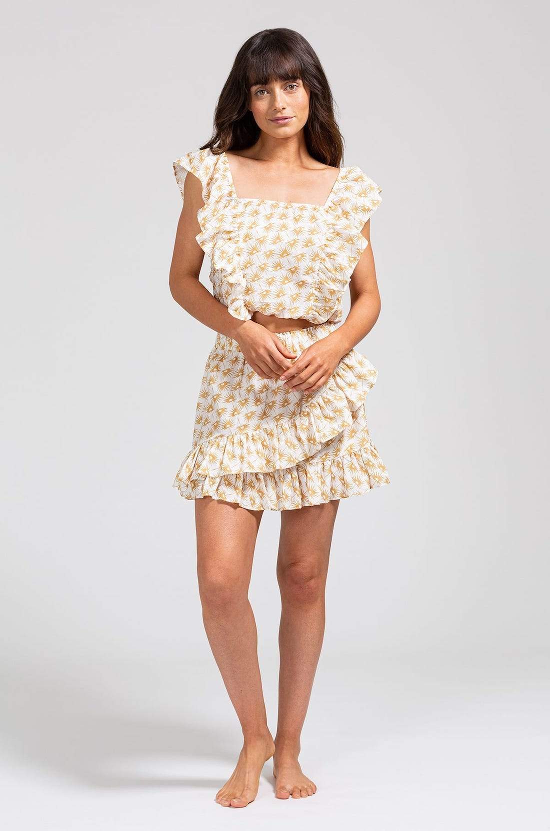 Claudine Cotton Voile Beach Top - Off White/Straw