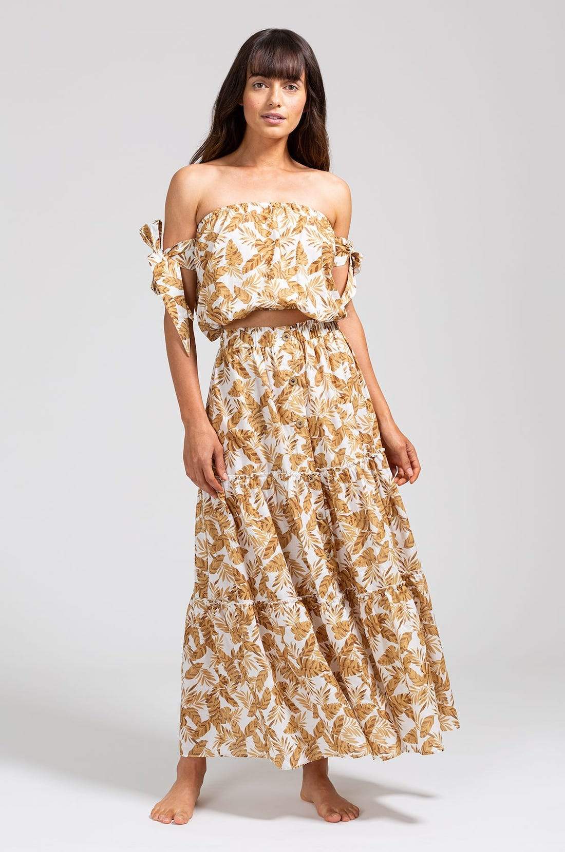 Andy Cotton Voile Beach Top - Off White/Straw